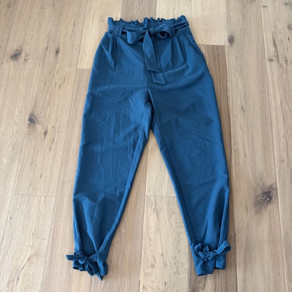 Grace Karin Blue Ankle-Tie Pants with Belted Waist – Size Medium - Picture 6 of 6